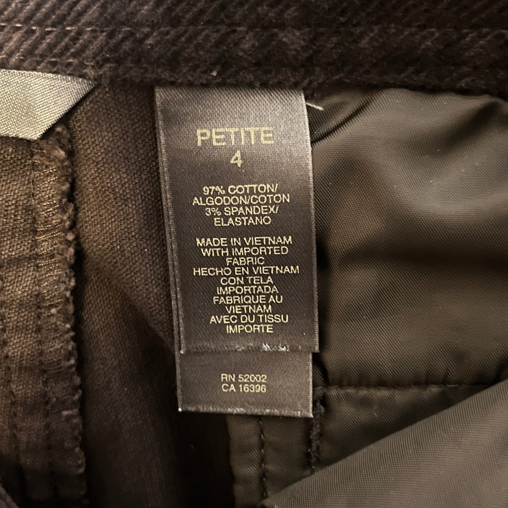 Liz Claiborne Petite Corduroy Pants Womens Size 4 Brown Audra‎ Straight Stretch - Picture 8 of 11